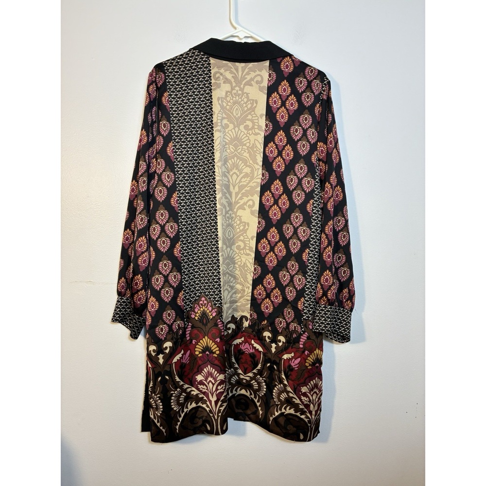 Chico's Open Front Jacket Cardigan‎ Sz Large 12/14 Black And Colorful Boho - Picture 5 of 8